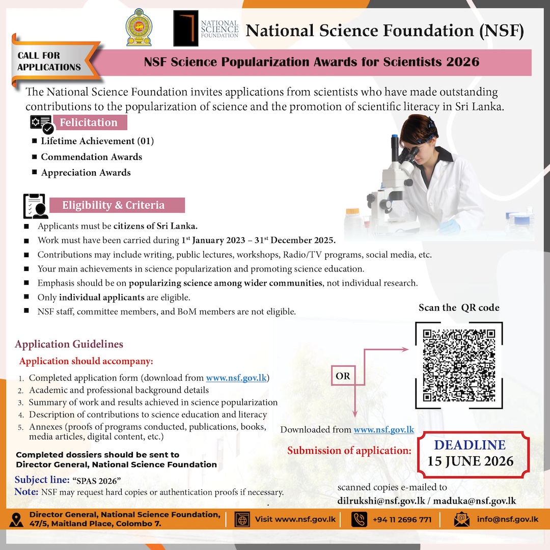 Calling Applications for Science Popularization Awards for Scientists 2026