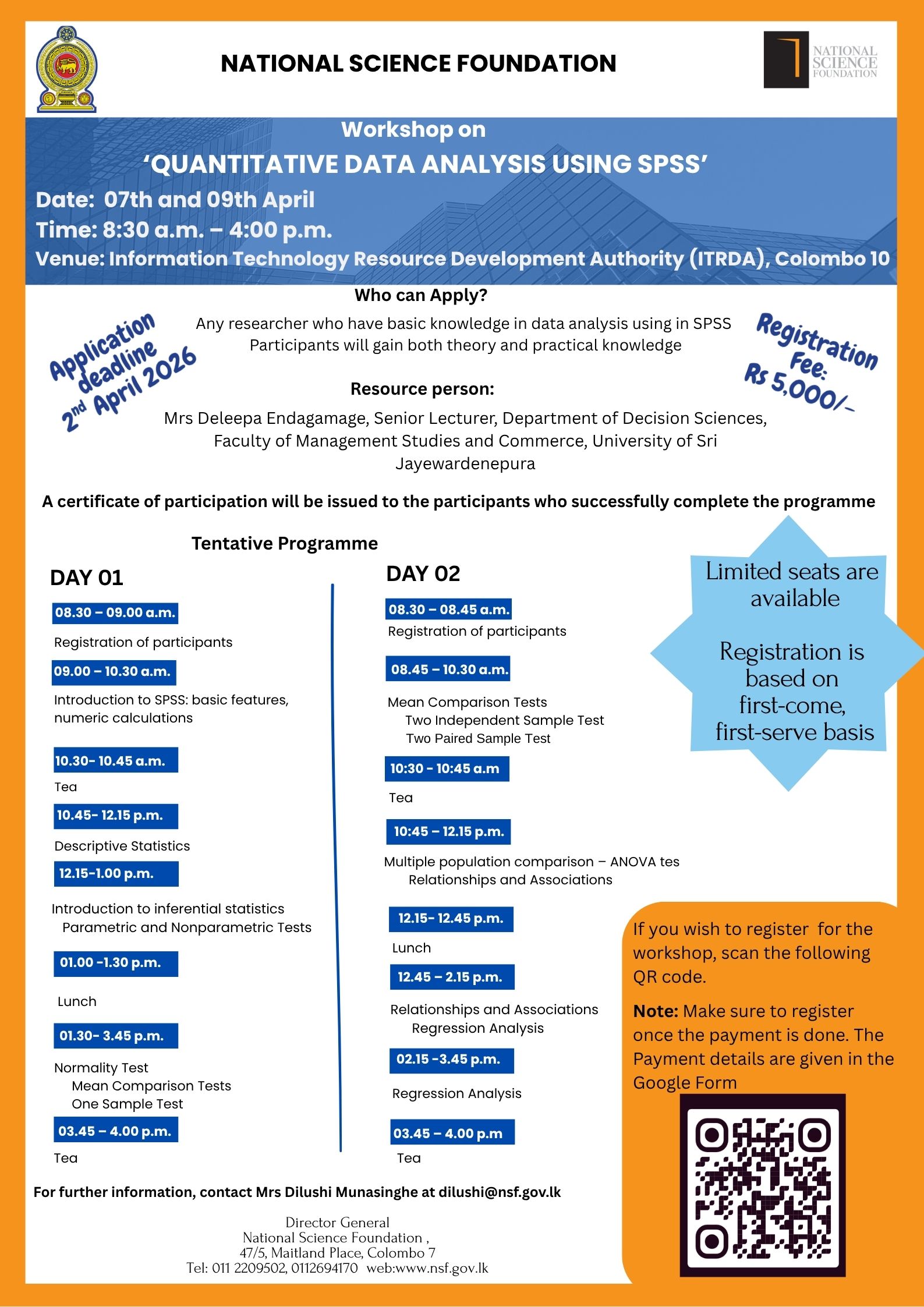 Workshop on Quantitative Data Analysis using SPSS