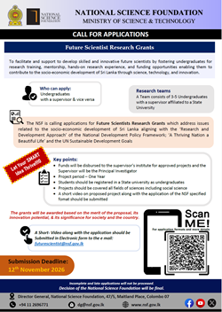 Call for Applications - Future Scientist Research Grants