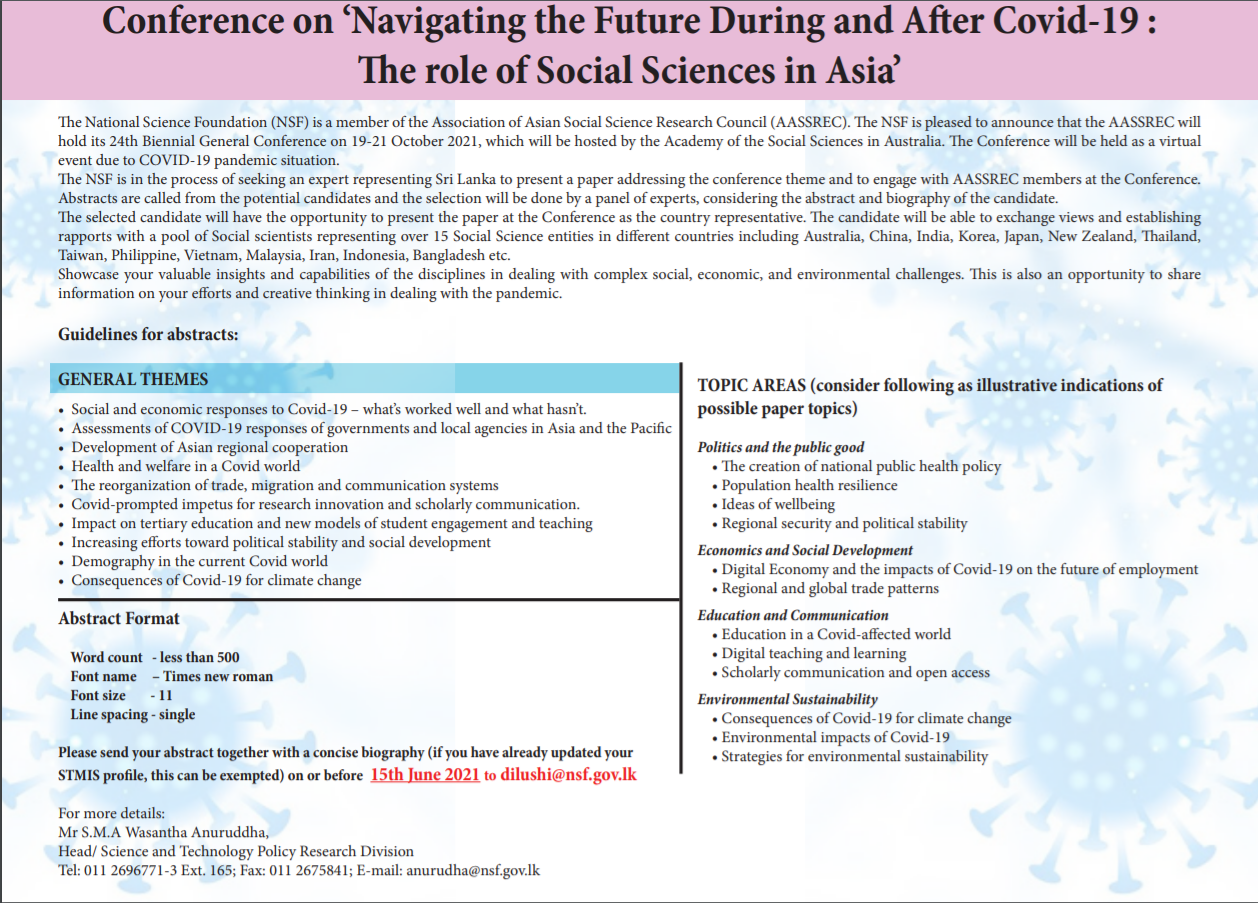 Conference on ‘Navigating the Future During and After Covid-19 : The role of Social Sciences in Asia’