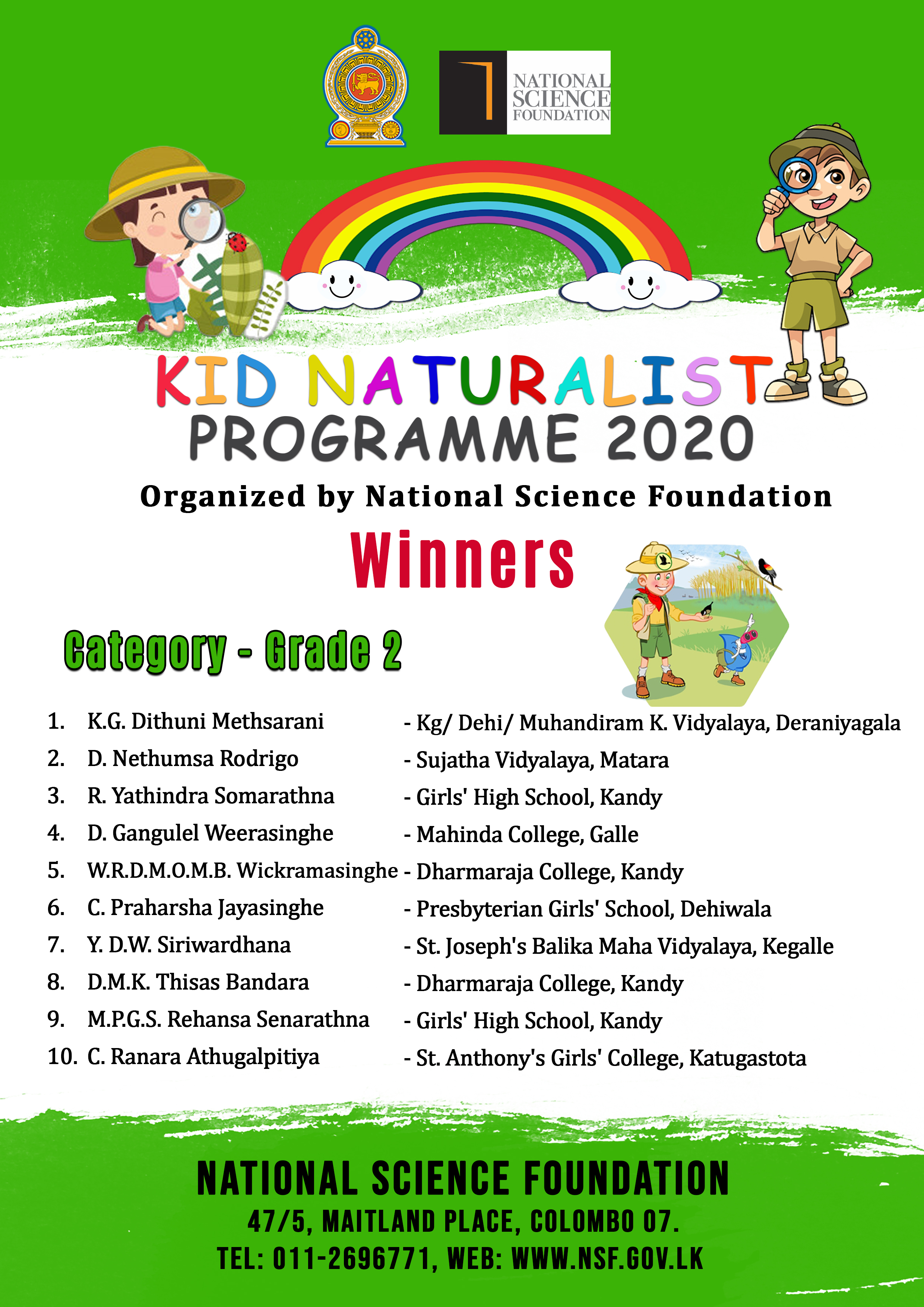 Kid Naturalist Program Winners 2020 - Grade 2