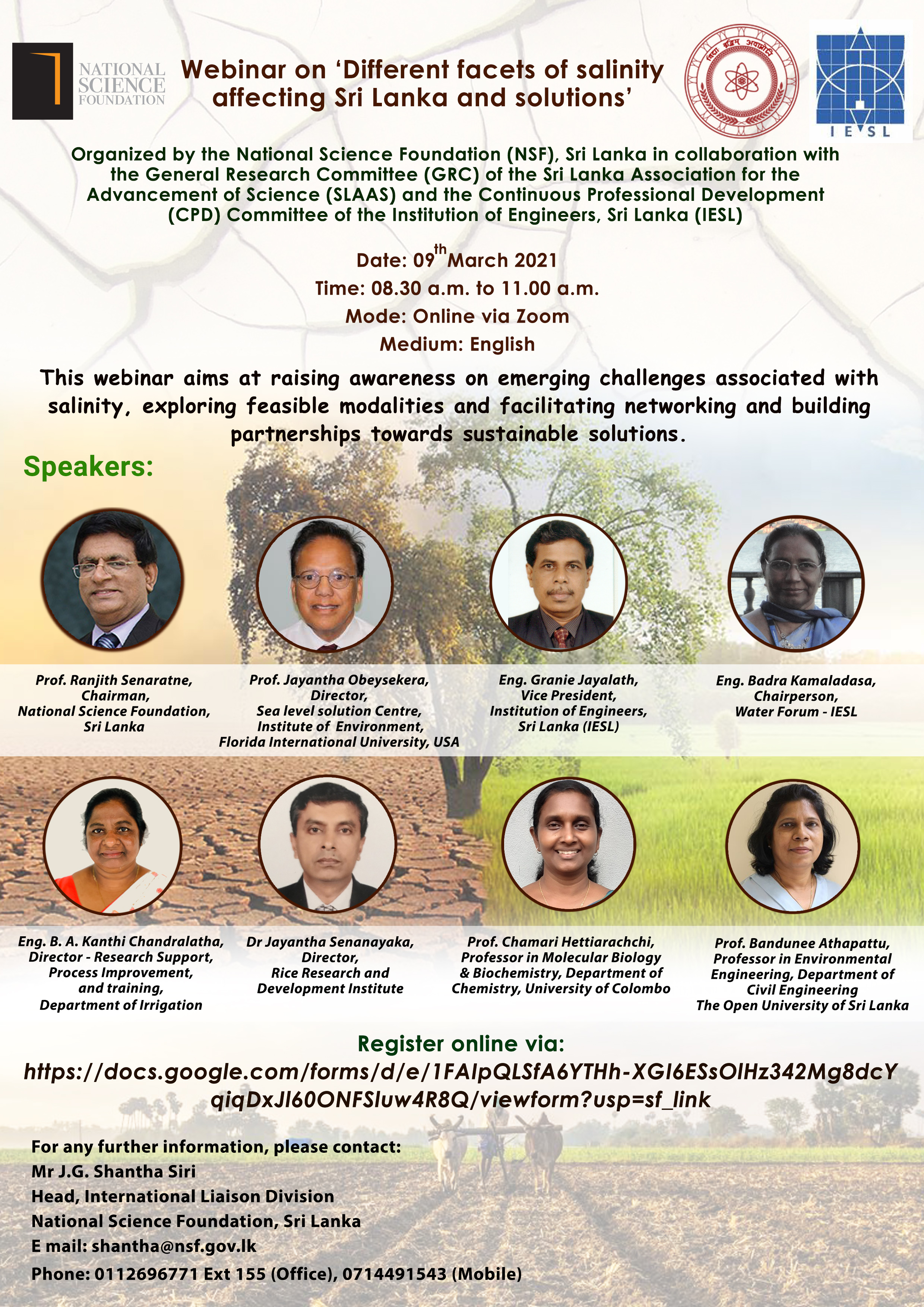 Webinar on ‘Different facets of salinity affecting Sri Lanka and solutions’