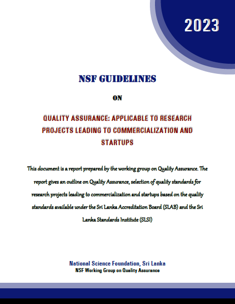 NSF guidelines on quality assurance: applicable to research projects leading to commercialization and startups