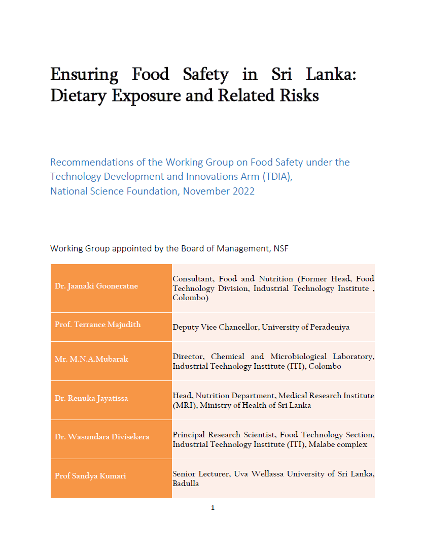 Ensuring Food Safety in Sri Lanka: Dietary Exposure and Related Risks